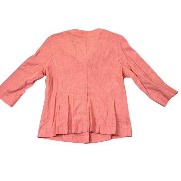 Chadwick's Women’s Blazer Jacket Size 12 Coral Linen Blend 3/4 Sleeve Preppy - Picture 2 of 8